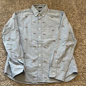 J. Crew Embroidered Blue Oxford Shirt